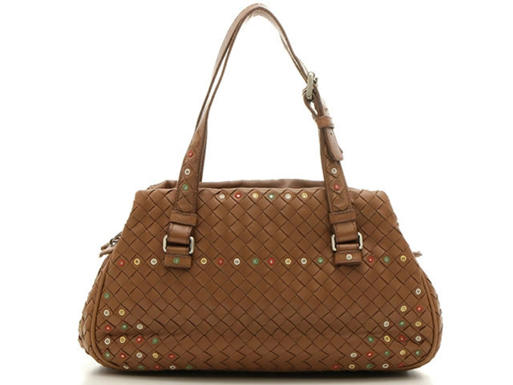 BOTTEGA VENETA Intrecciato Handbag Brown Multi Leather